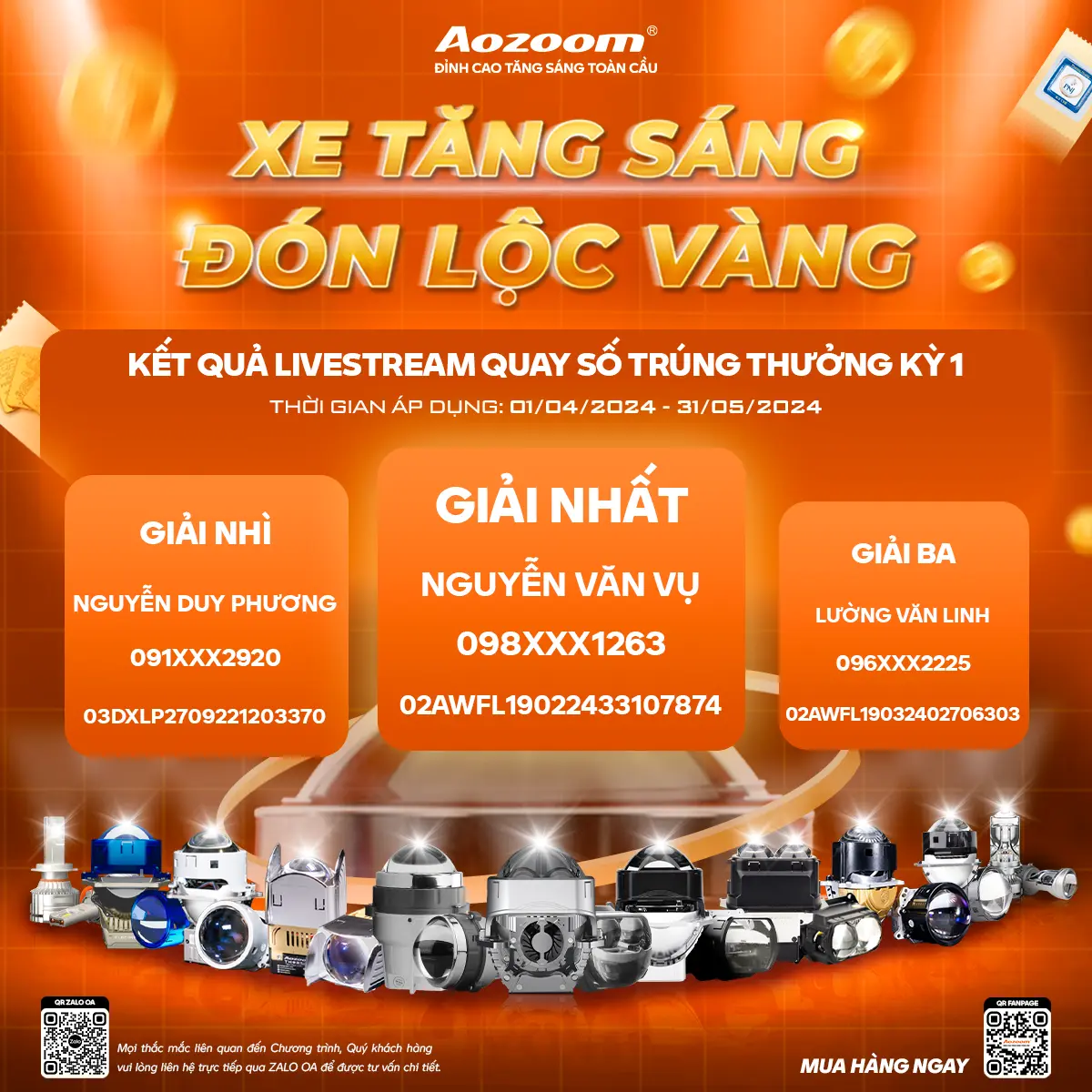 Thông báo kết quả quay thưởng Kỳ 1, chương trình 