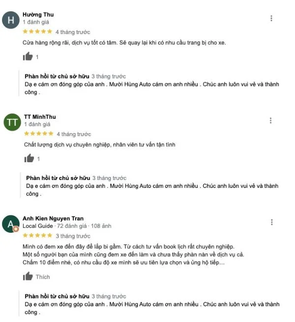 Đánh giá chất lượng Mười Hùng Auto