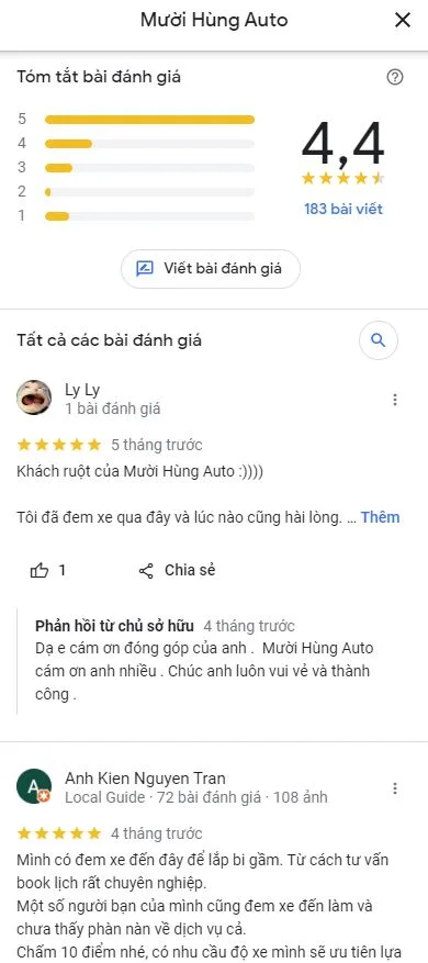 Đánh giá chất lượng Mười Hùng Auto