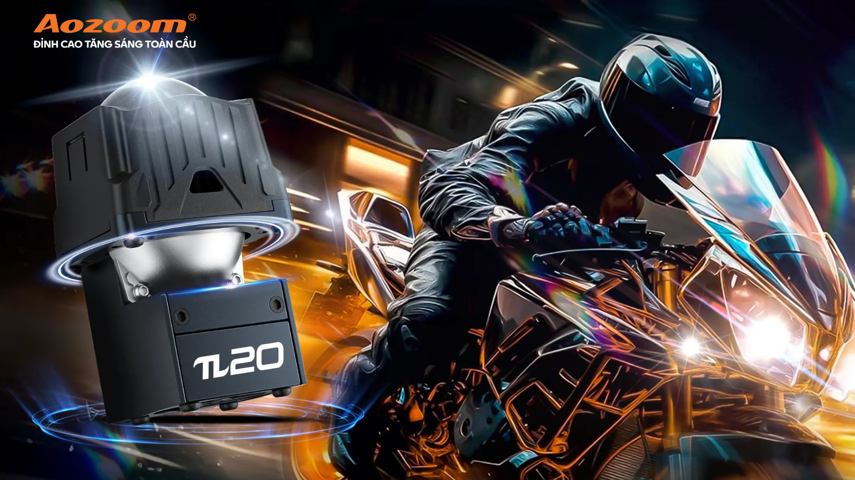 Không Chỉ Sáng Hơn: Nâng Tầm Phong Cách Biker Với Đèn AOZOOM π20