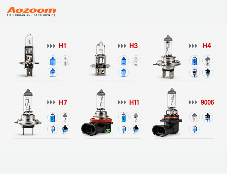 Các loại chân bóng Halogen phổ biến