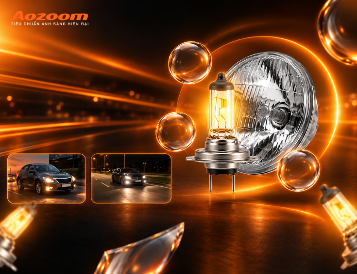 Nhiệt màu đèn Halogen ô tô chuẩn thường rơi vào khoảng 3200K