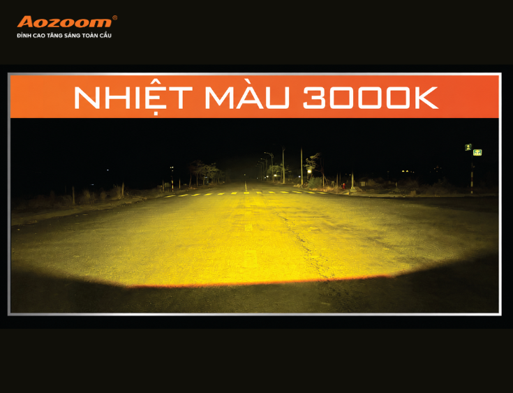 Nhiệt màu 3000k của đèn gầm trong điều kiện thực tế