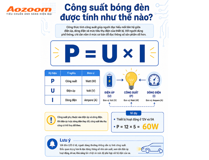 Công thức tính công suất bóng đèn