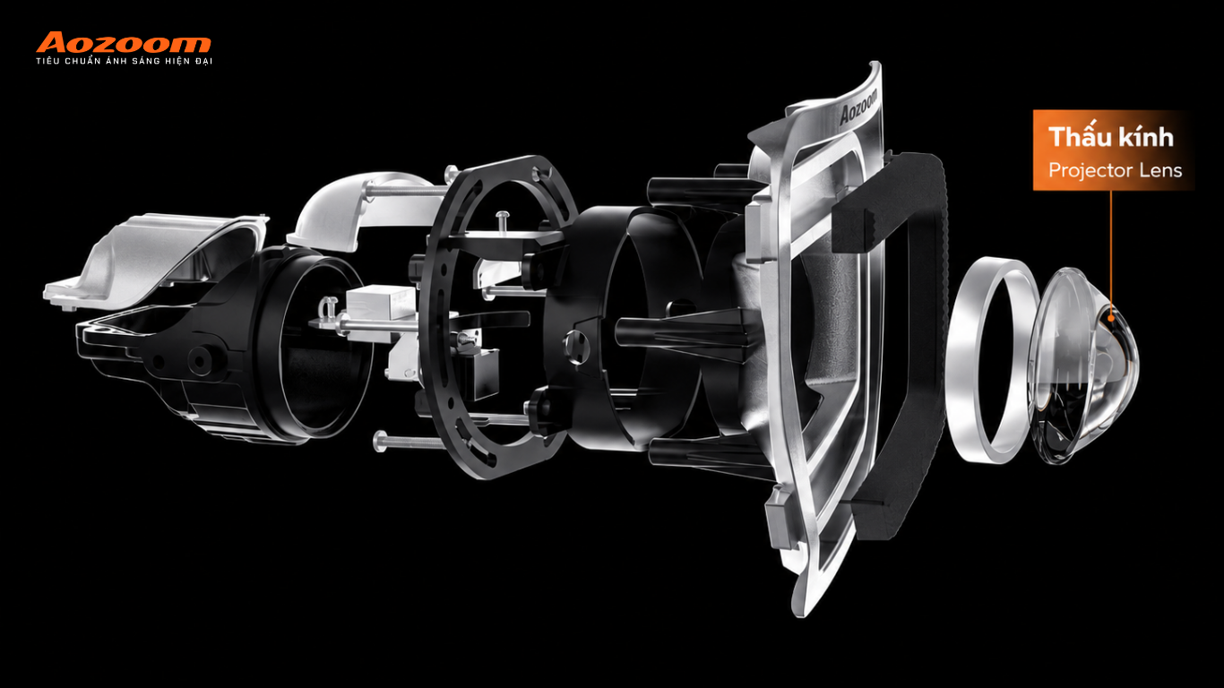 Vai trò của lens trong hệ quang học đèn projector ô tô