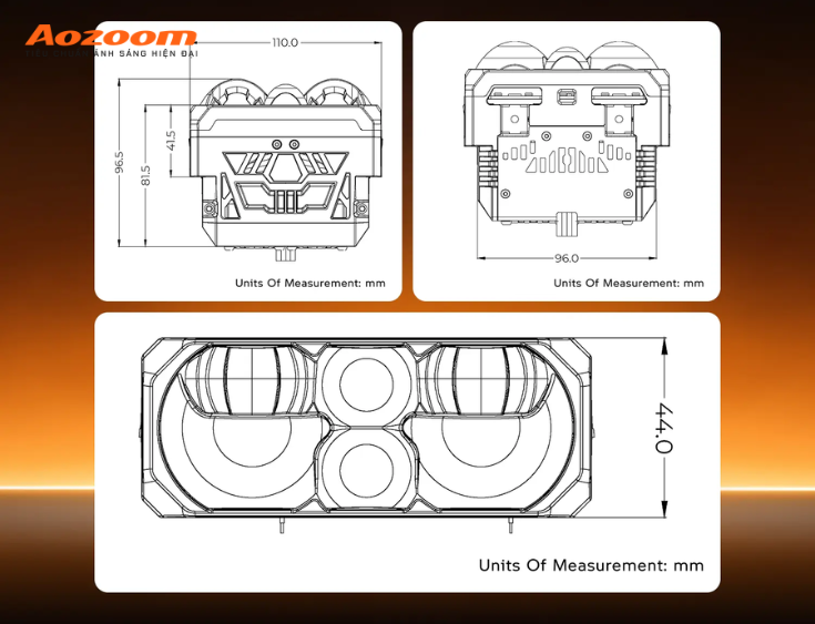 Chiều cao của SQUARE V5 được căn chỉnh để tương thích với choá đèn