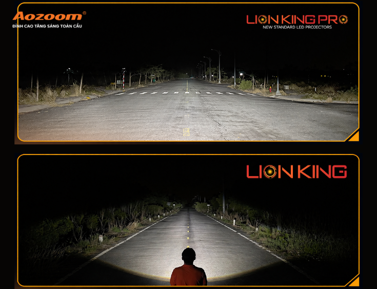 Ánh sáng của LION KING PRO phủ đều và rộng hơn nhờ những cải tiến về mặt kỹ thuật
