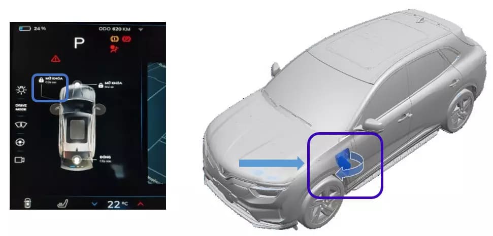 Vị trí sạc pin trên VINFAST VF 8