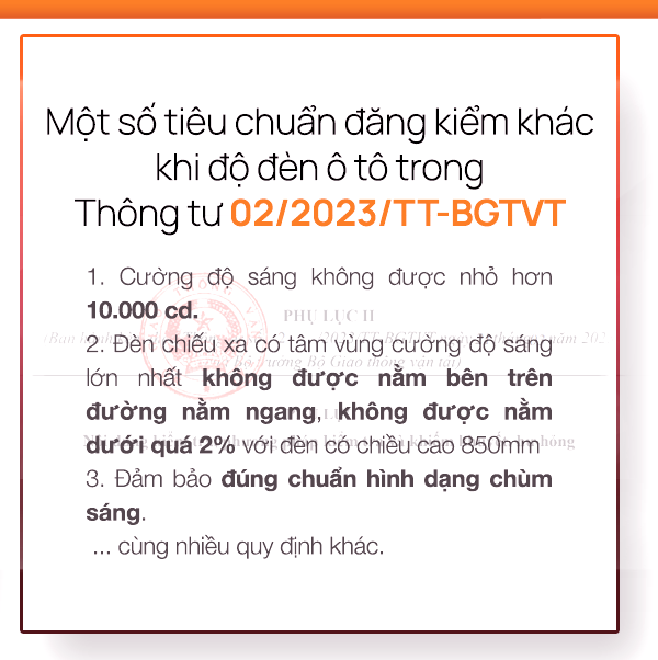 Một số tiêu chuẩn đăng kiểm khác trong thông tư mới
